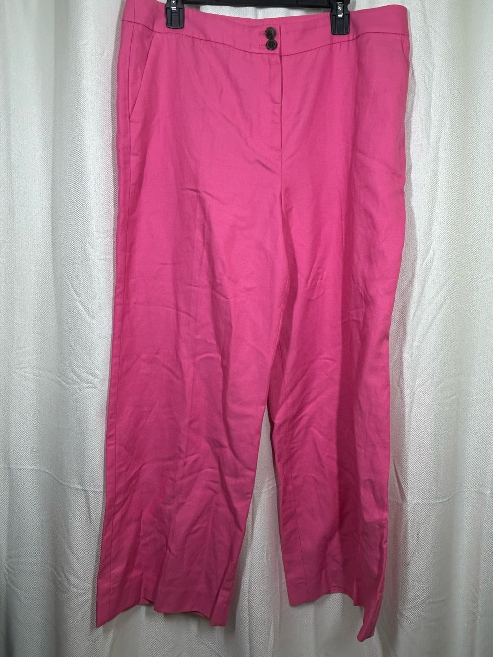 Talbots Greenwich Pants Pink Linen Cotton Blend Wide Leg Size 16P